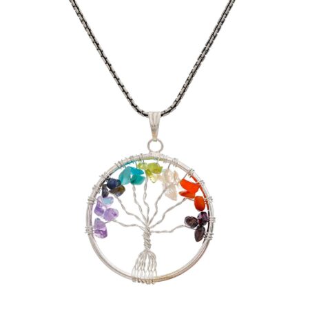 7 Chakra Tree of Life Crystal Pendant [Gemstone] – Energy Healing & Spiritual Balance